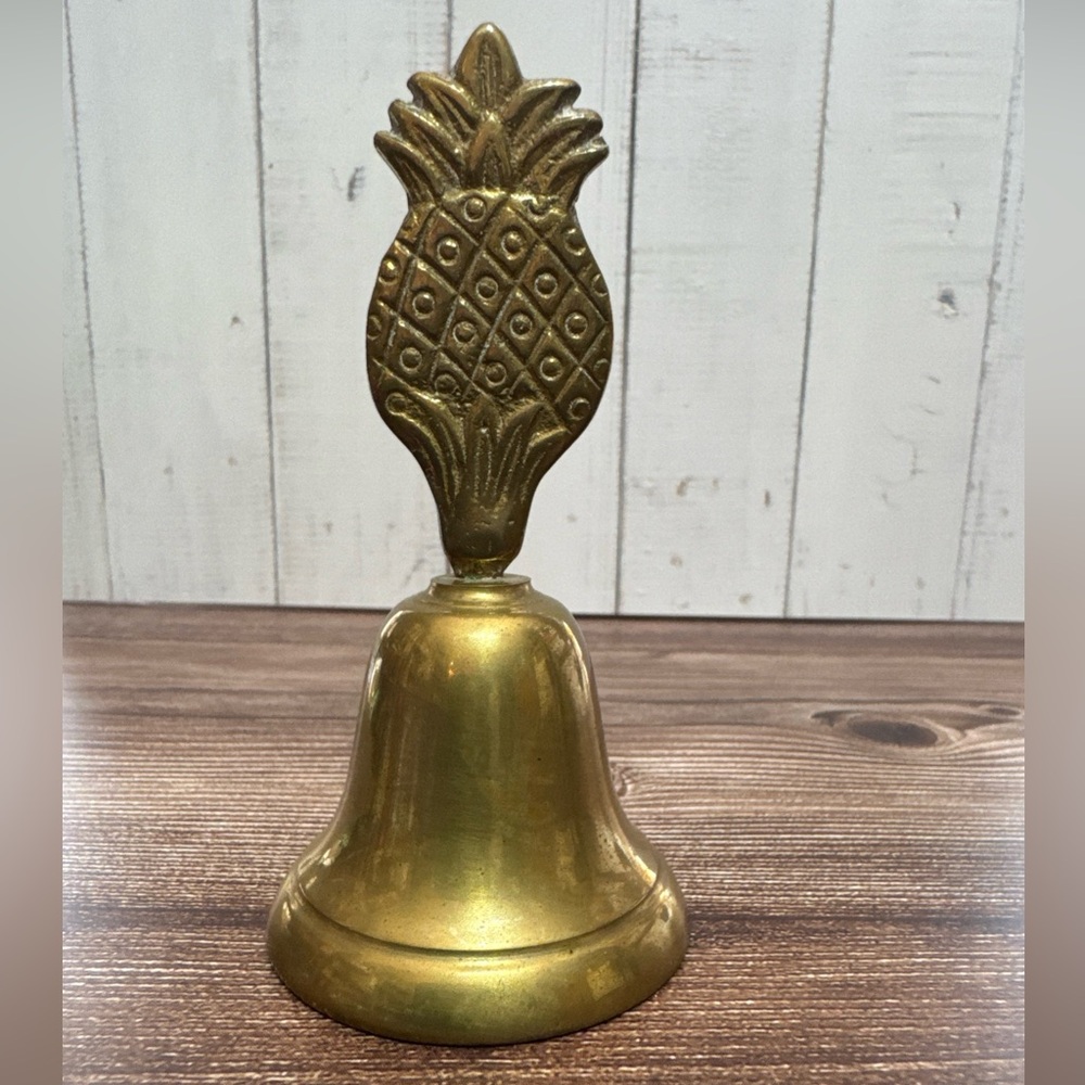 Vintage Brass Hand Bell, Pineapple Top, Dinner Table Bell - Has Some Patina